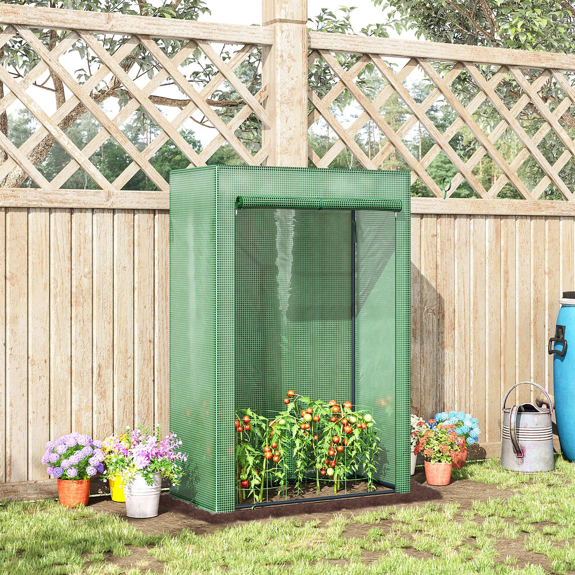 Outsunny - Serre de jardin serre à tomates porte zippée déroulante - 1x0,5x1,5m - acier PVC vert - Outsunny - Image 4