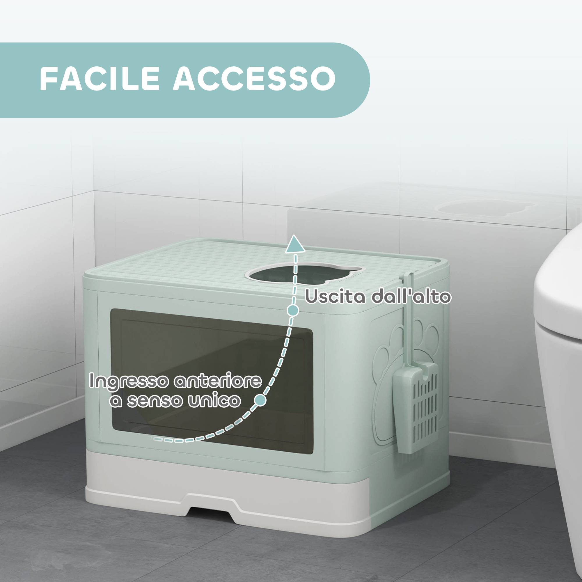 ComfortXL - Maison de toilette chat PP fermée tiroir extractible brosse 48x38x36cm vert - ComfortXL Outdoor Living - Image 7