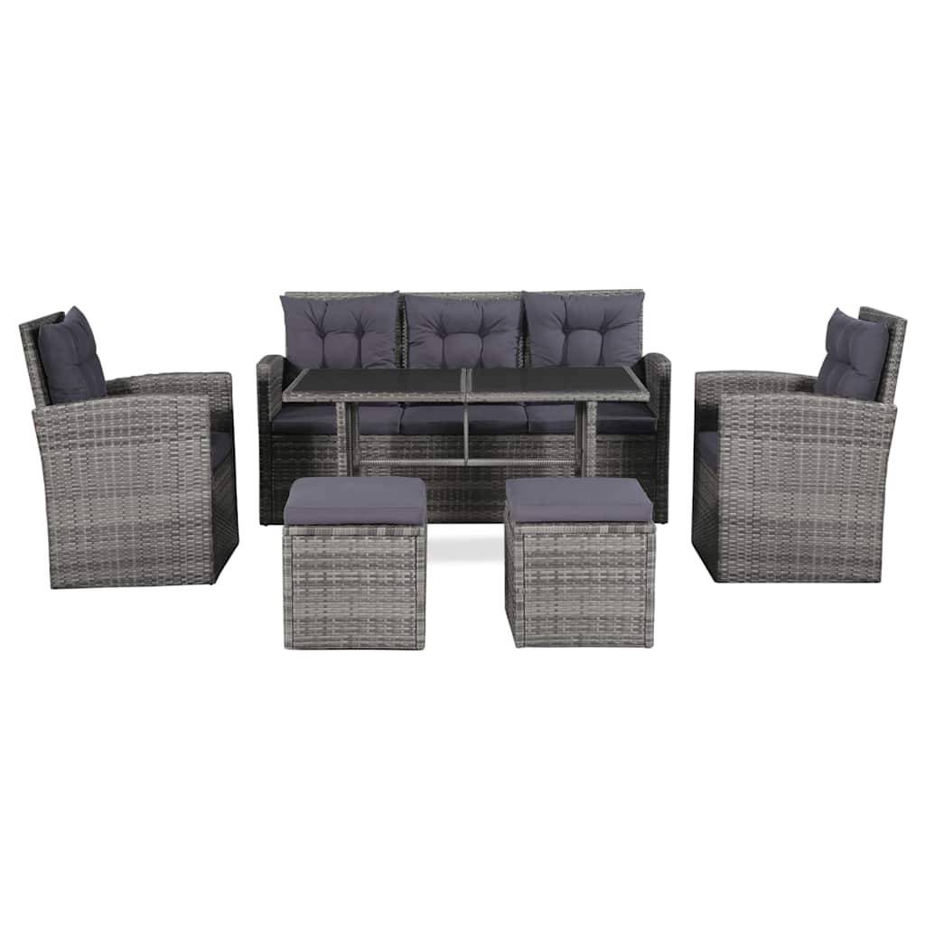 Vidaxl - Salon de jardin 6 pcs avec coussins résine tressée gris vidaXL 43960 - Image 2