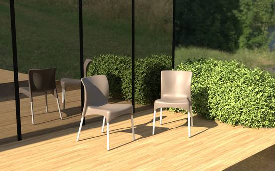 Set 2 chaises intérieur, extérieur blanc MOON garbar - Image 7