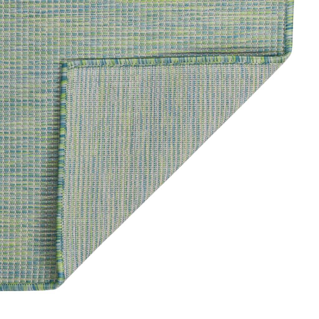 Tapis de Terrasse Tissage Plat en PP Résistant aux Intempéries et UV Turquoise 120x170 cm – ComfortXL Outdoor Living - Image 2
