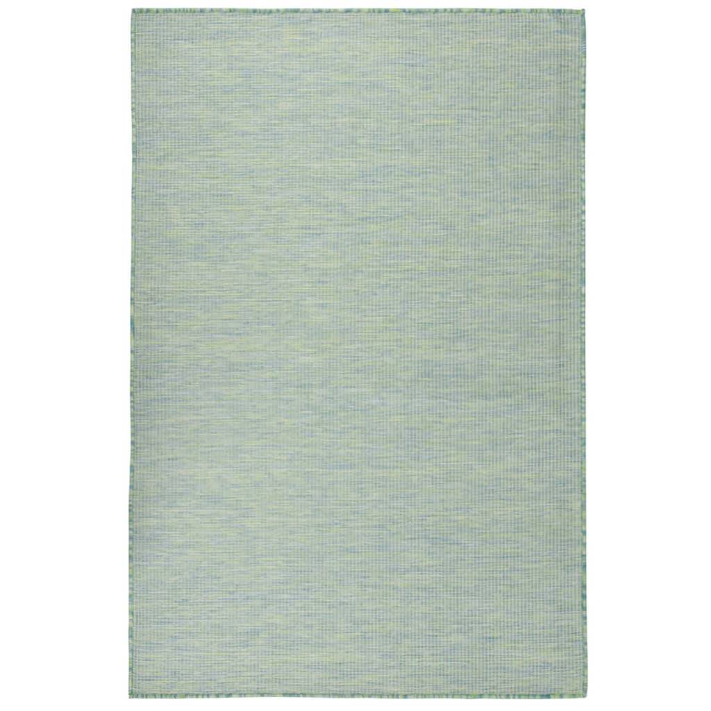 Tapis de Terrasse Tissage Plat en PP Résistant aux Intempéries et UV Turquoise 120x170 cm – ComfortXL Outdoor Living - Image 1