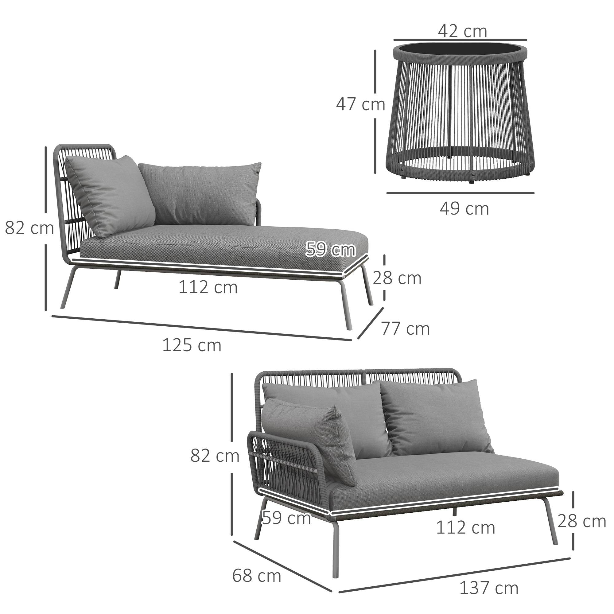 Outsunny - Salon de jardin d'angle 4 pers. style colonial table basse coussins grand confort inclus résine tressée gris - Outsunny - Image 3