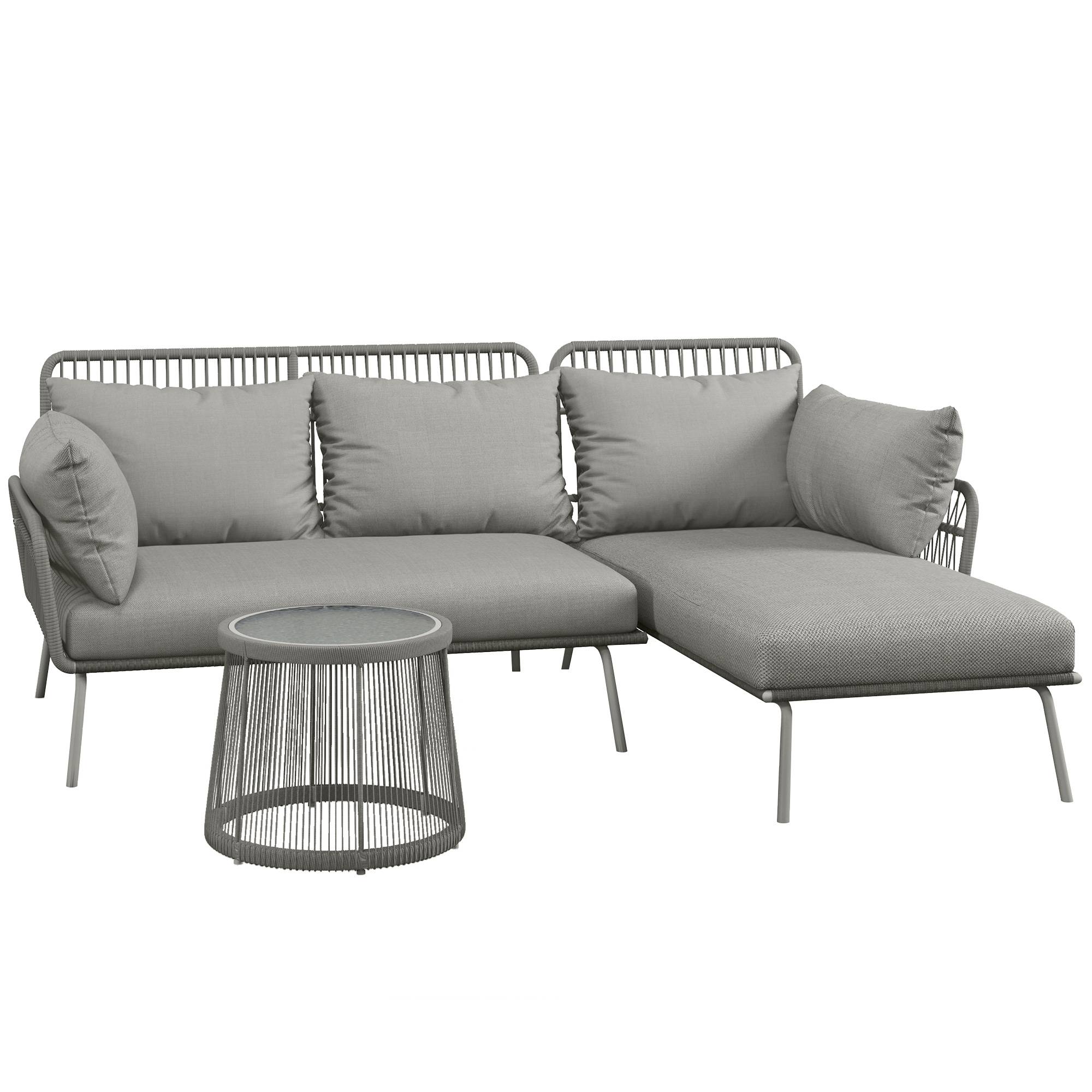 Outsunny - Salon de jardin d'angle 4 pers. style colonial table basse coussins grand confort inclus résine tressée gris - Outsunny - Image 1