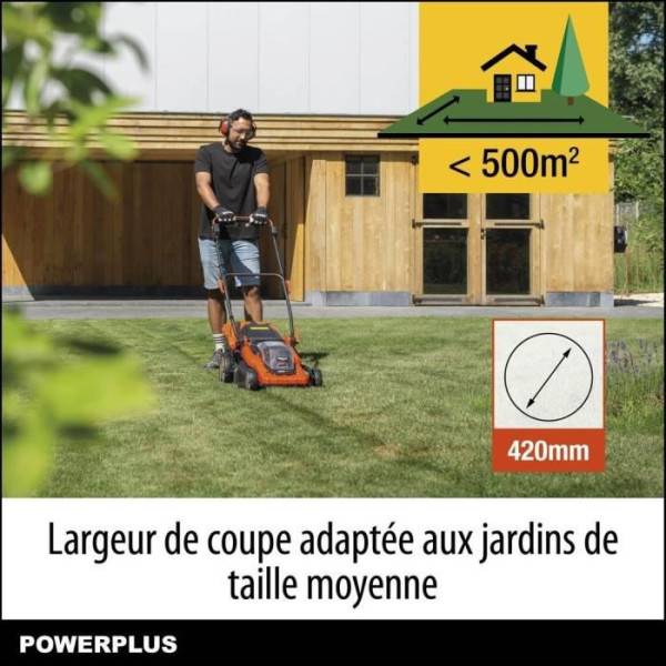 Tondeuse a Gazon a Gazon sur Batterie 40V Dual Power POWDPGLWS2 - 420mm Ø, Sac de Collecte 50L - Image 4