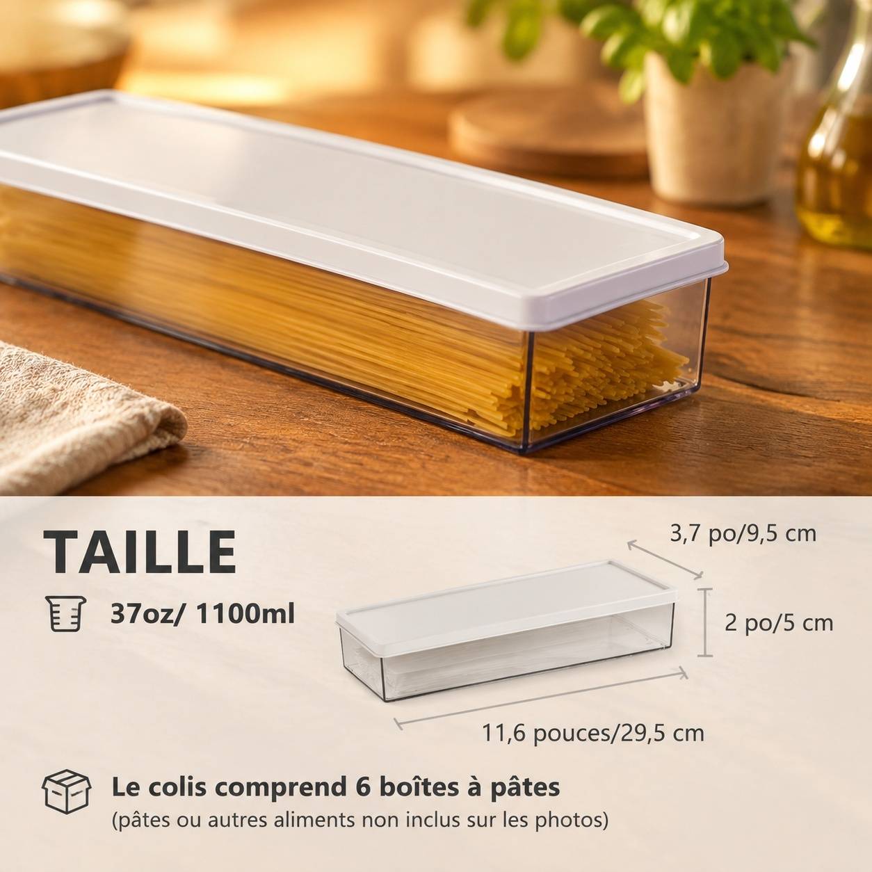 Boîte de Conservation Pâtes Alimentaire Plastique Alimentaire Hermétique Empilable Lot de 3 - Image 6