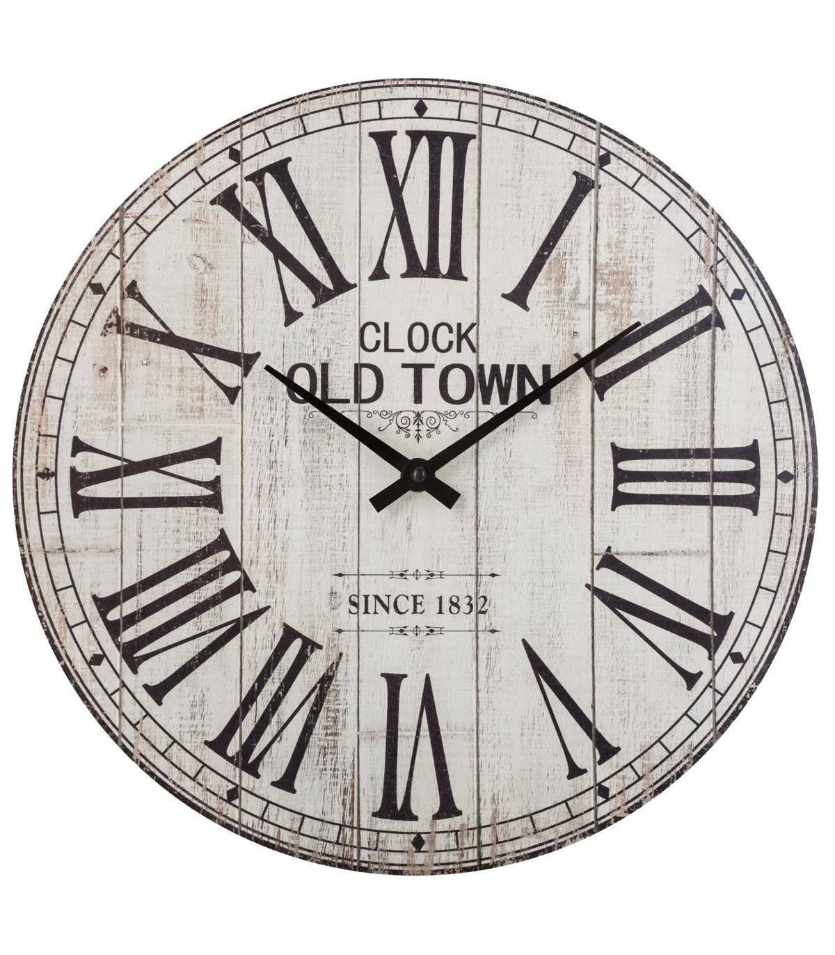 Pendule murale en bois aspect vieilli D 38 cm - Image 1