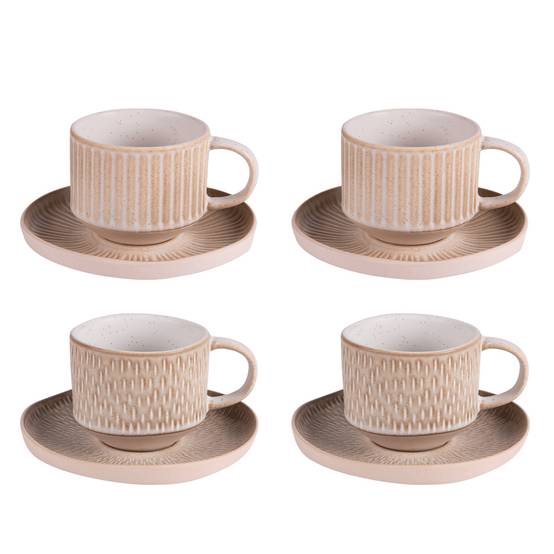 Coffret de 4 tasses avec sous tasses Miyaki 18 cl - Image 1