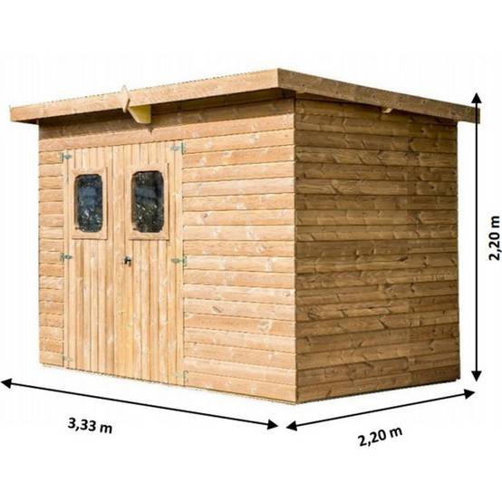Habrita - Abri THEORA en bois massif sans plancher, toit mono pente 7,33 m² Habrita - Image 3