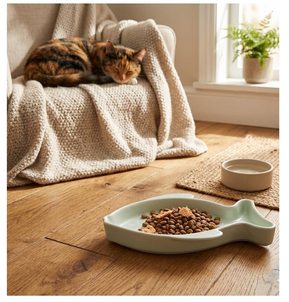 Gamelle pour chat 17 cm Fishie vert - Image 2