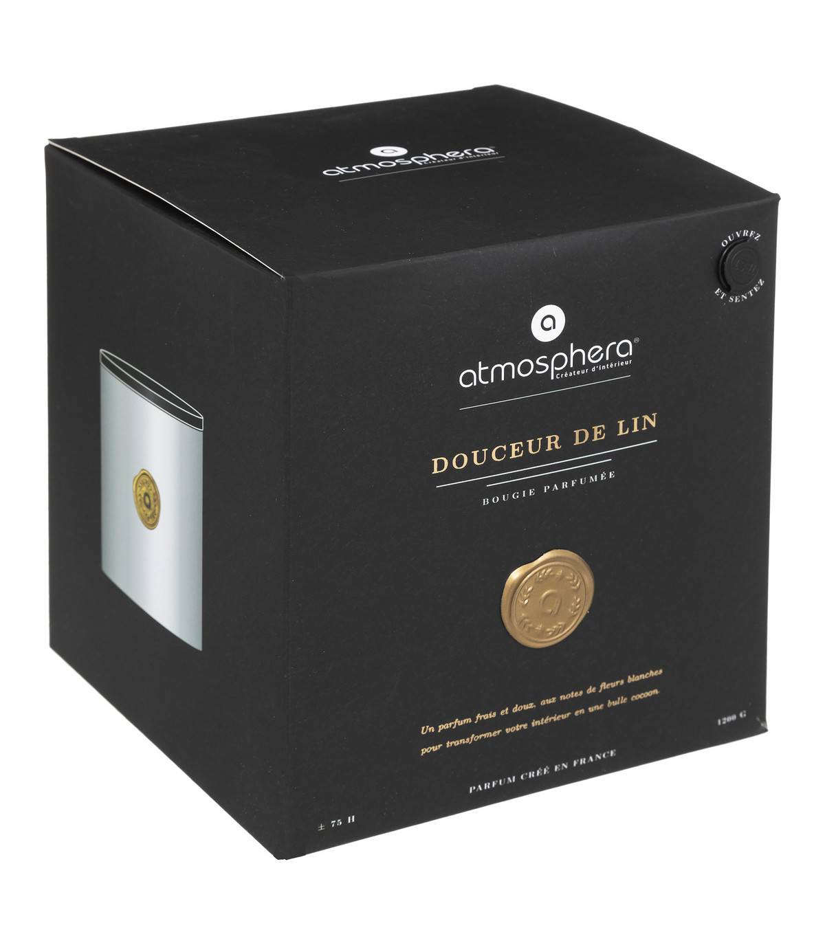 Bougie Parfumée Douceur de lin 1200 G Pot en verre Blanc - Image 3