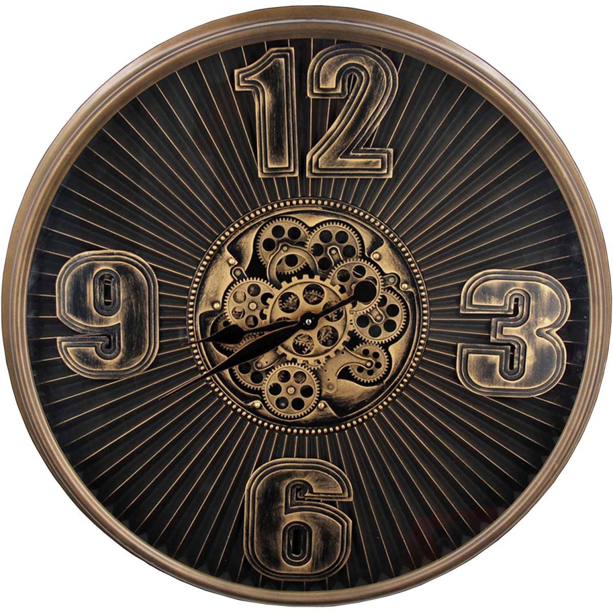 Antic Line Creations - Pendule industrielle avec rouages en fer 80cm - Image 1