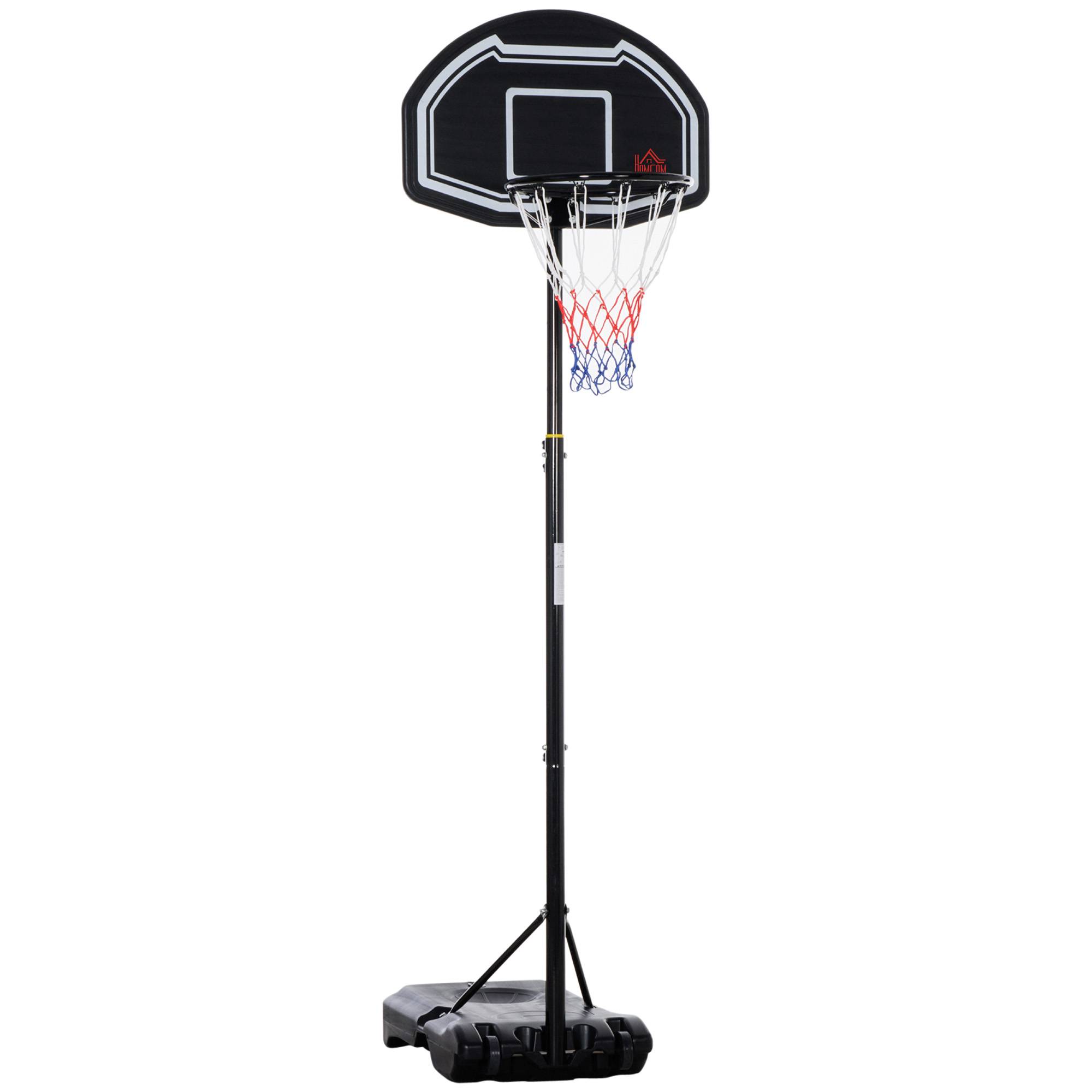 Panier de basket extérieur hauteur réglable 197,5-254 cm panier de basket sur pied à roulettes base remplissable noir - Image 1