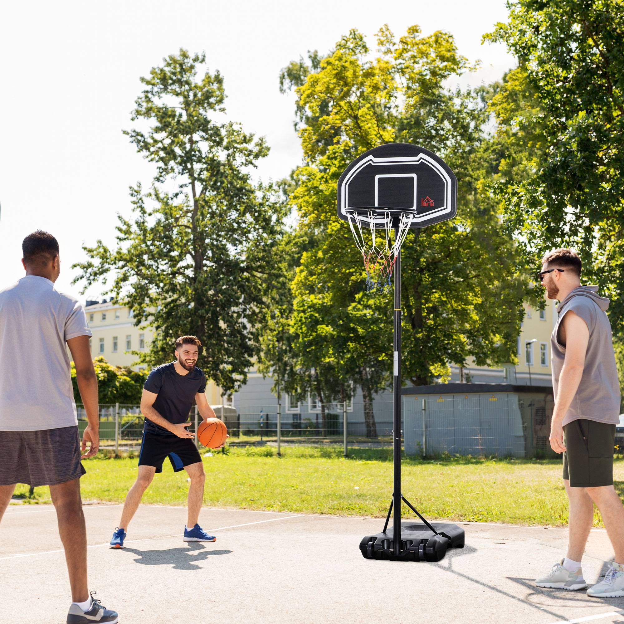 Panier de basket extérieur hauteur réglable 197,5-254 cm panier de basket sur pied à roulettes base remplissable noir - Image 3