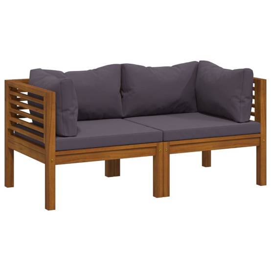 ComfortXL - Canapé de Jardin 2p Bois d'Acacia Modulable Coussins Gris Balcon Terrasse – ComfortXL Outdoor Living - Image 2