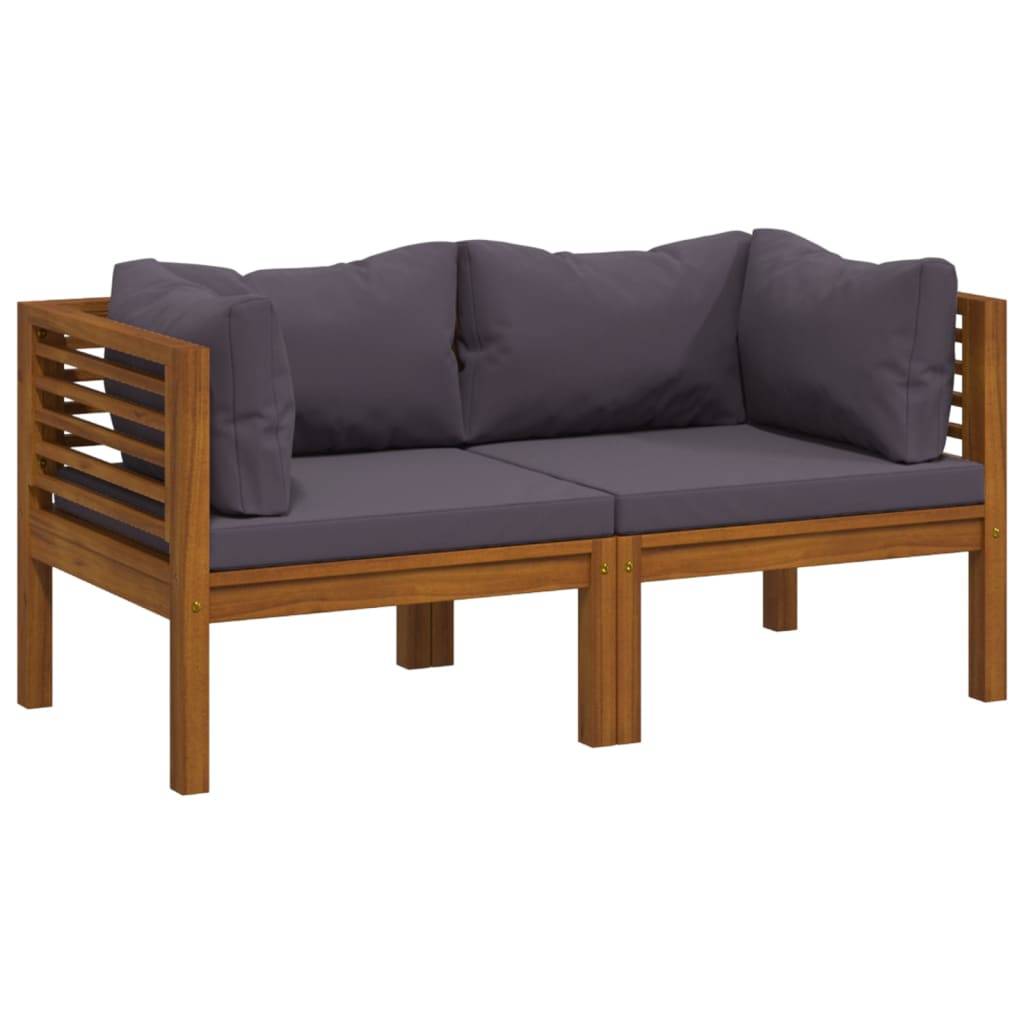 ComfortXL - Canapé de Jardin 2p Bois d'Acacia Modulable Coussins Gris Balcon Terrasse – ComfortXL Outdoor Living - Image 2