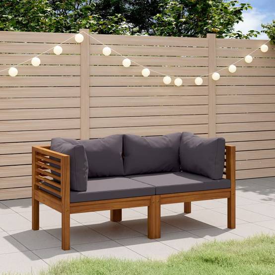 ComfortXL - Canapé de Jardin 2p Bois d'Acacia Modulable Coussins Gris Balcon Terrasse – ComfortXL Outdoor Living - Image 1