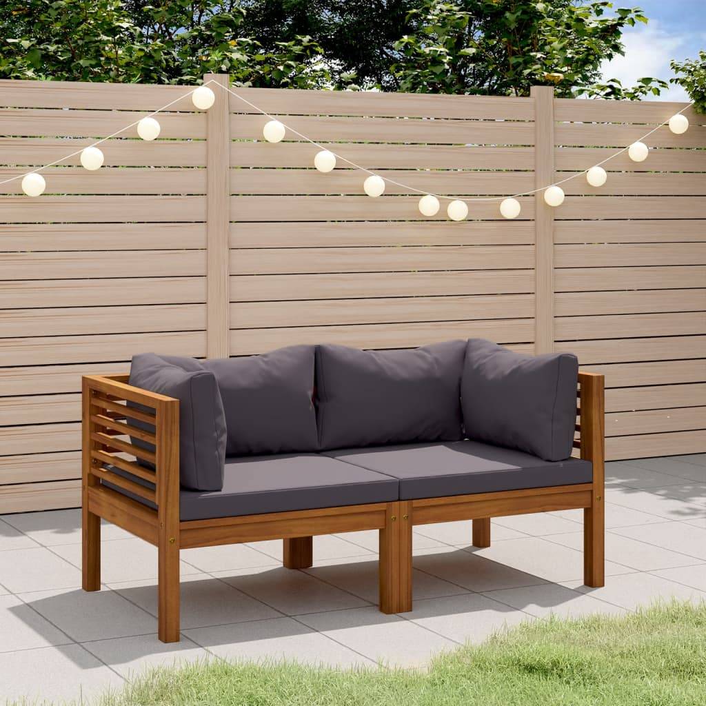 ComfortXL - Canapé de Jardin 2p Bois d'Acacia Modulable Coussins Gris Balcon Terrasse – ComfortXL Outdoor Living - Image 1