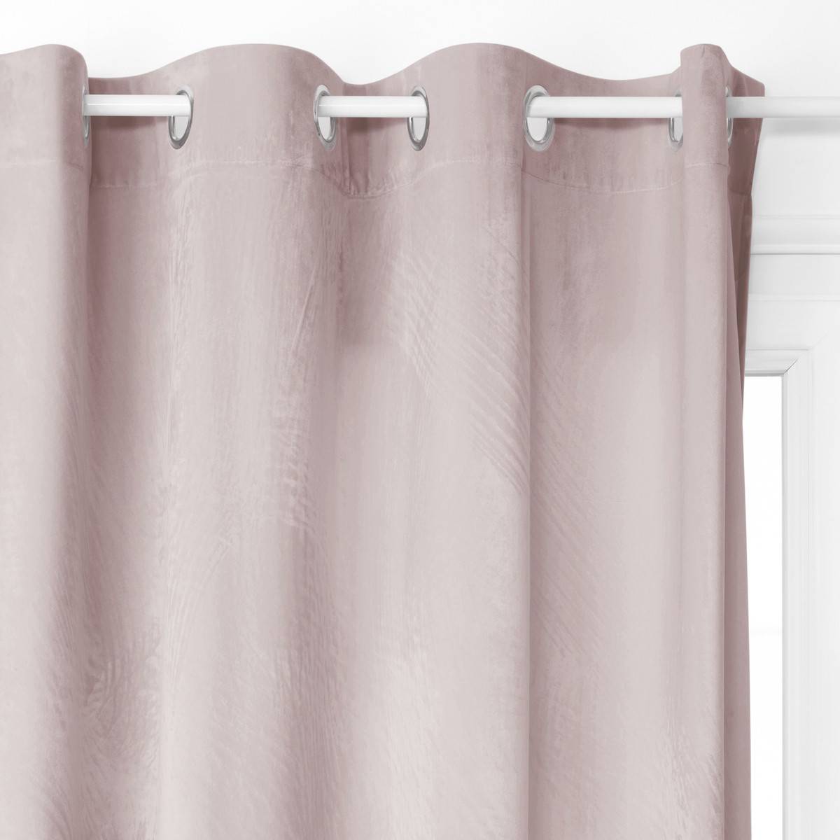 Atmosphera - Lot de 2 Rideaux à œillets Occultant en Velours Rose 140 x 260 cm - Image 2