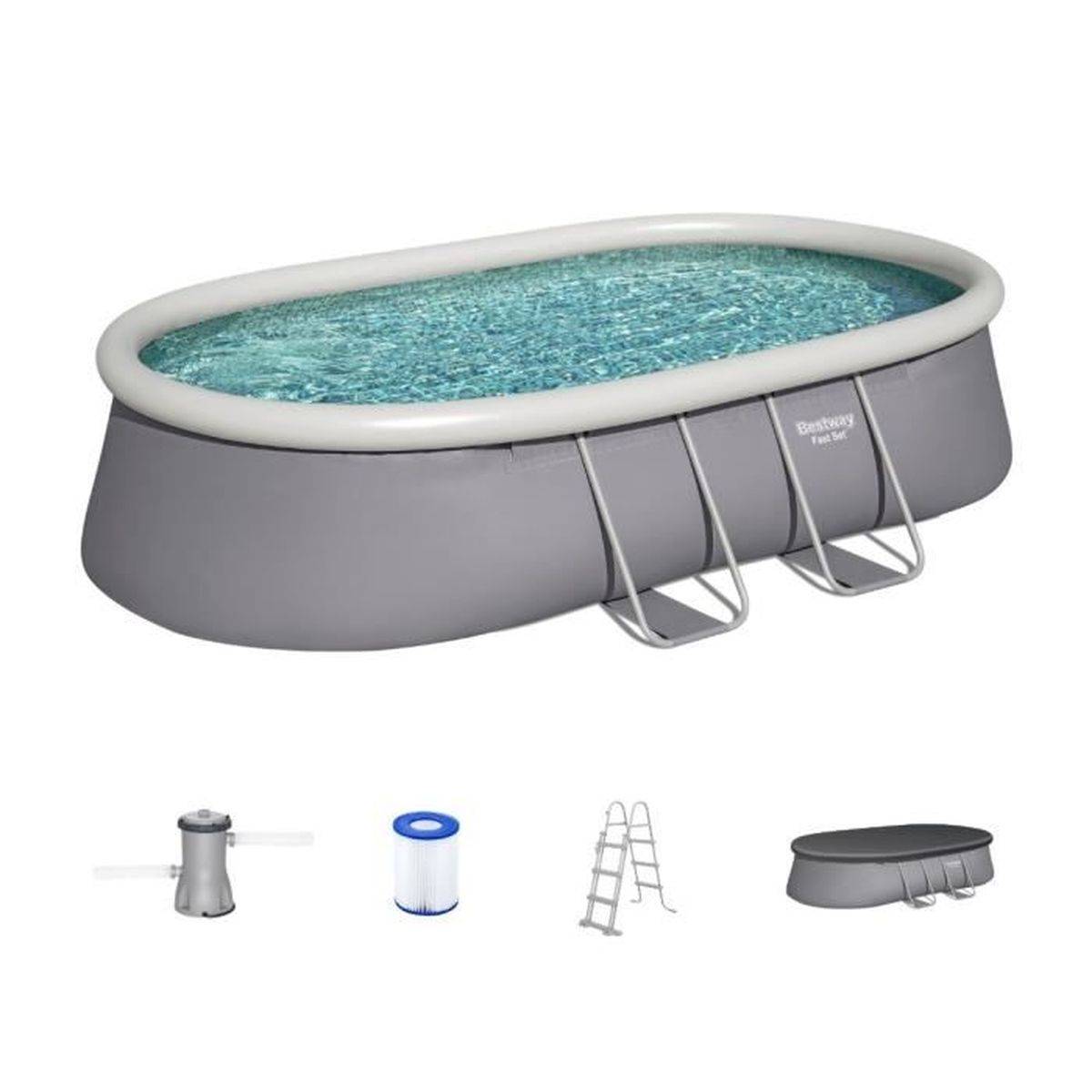 Bestway - Piscine hors sol ovale Fast Set 488 x 305 x 107 cm avec filtration à cartouche et échelle - Bestway - Image 1