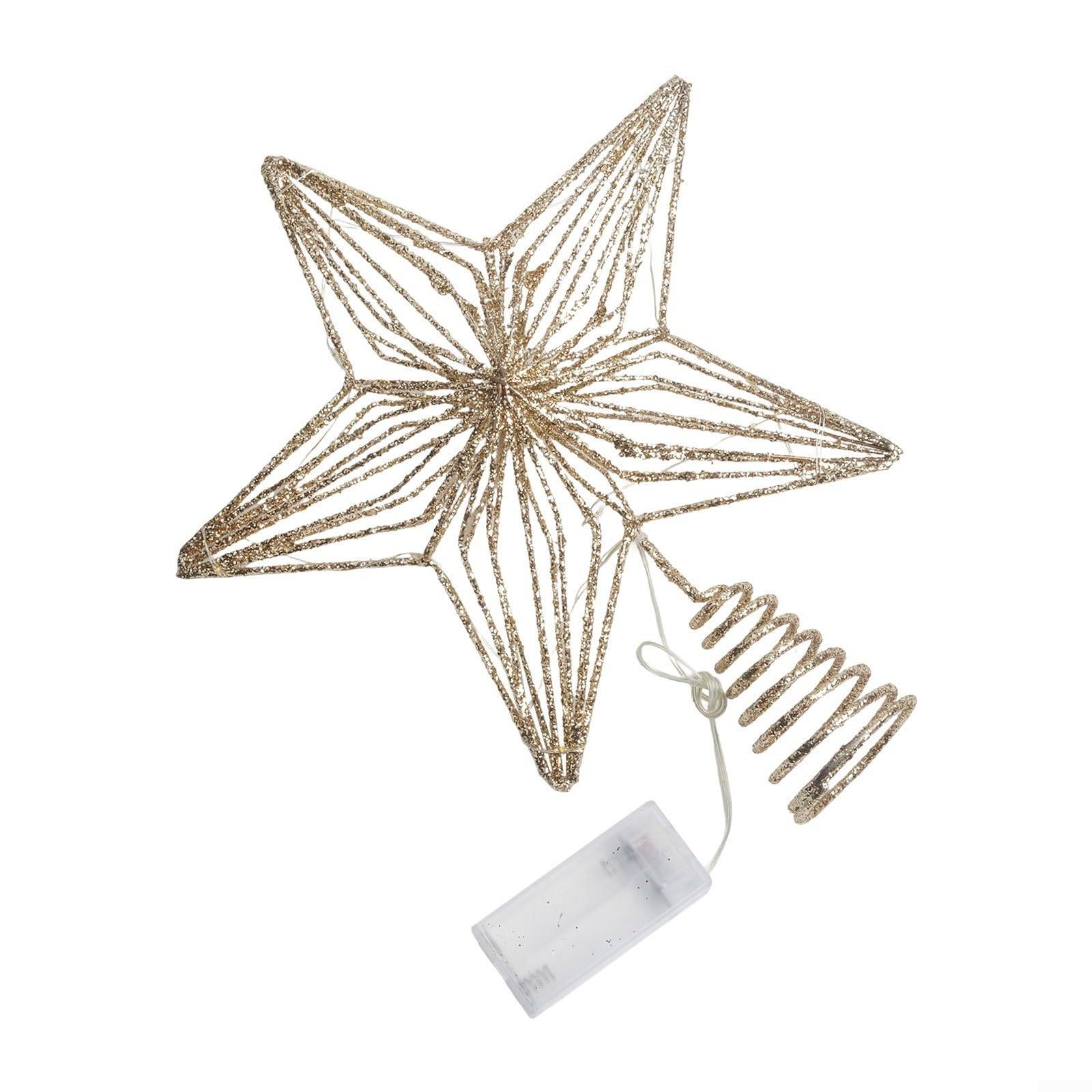 Étoiles brillantes de Noël, lumières d'étoiles de sapin de Noël, lumières de nuit à perles dorées à lumière chaude, cadeaux de vacances - Image 2