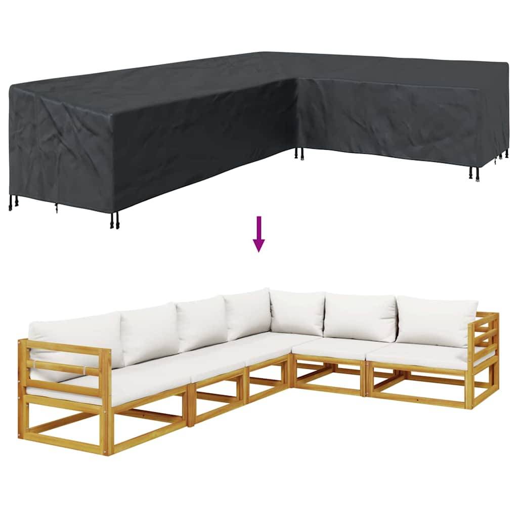 Housse Salon de Jardin en L Oxford 210D Imperméable Anti-UV pour Extérieur Noir 355x275x80 cm – ComfortXL Outdoor Living - Image 5