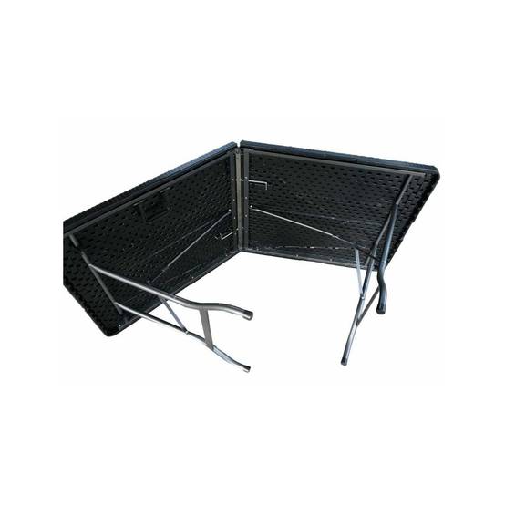 Table rectangulaire Noire 180x75xH72cm pliante Résine effet rotin Camping Réceptions festivals évènements KZ GARDEN - Image 2