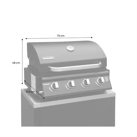 Barbecue à gaz avec 4 brûleurs à poser avec récupérateur de graisse | sweeek - Image 5