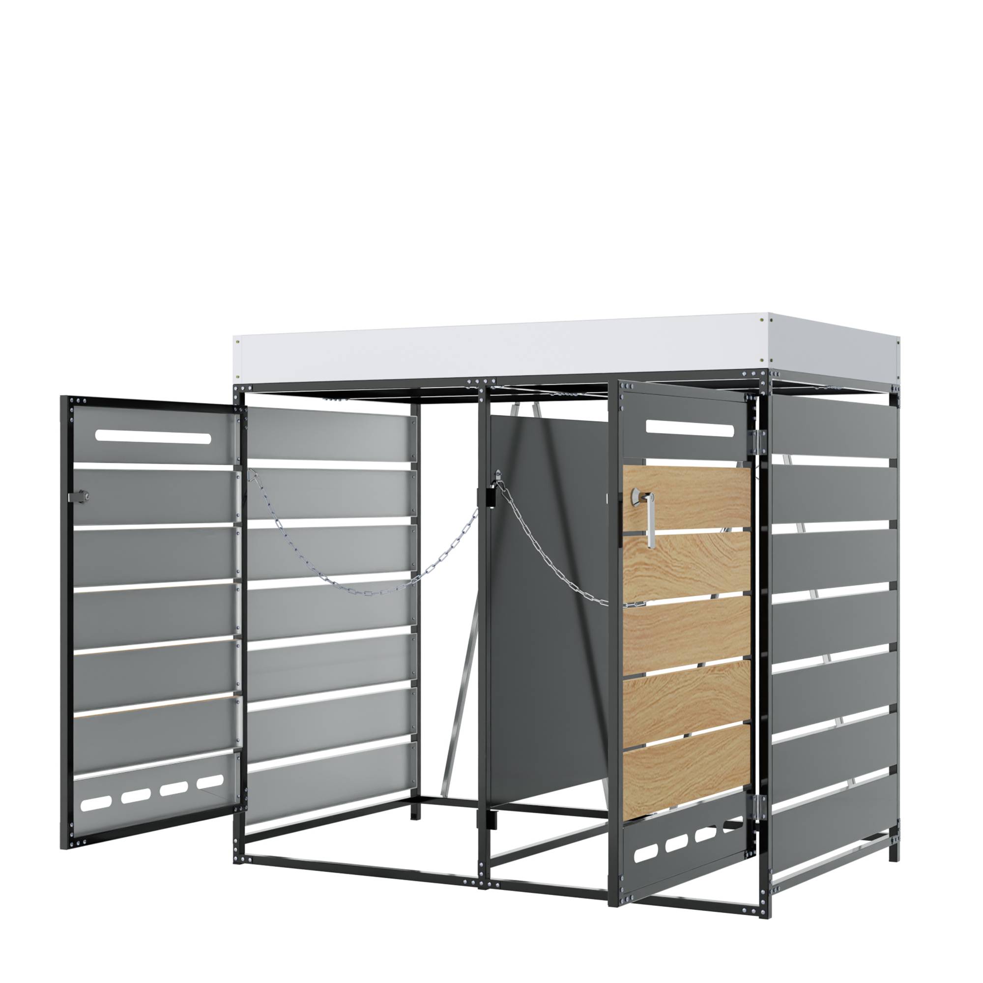 ComfortXL - Cache-poubelle double métal jardin avec jardinière intégrée 131x79x120cm noir - ComfortXL Outdoor Living - Image 5