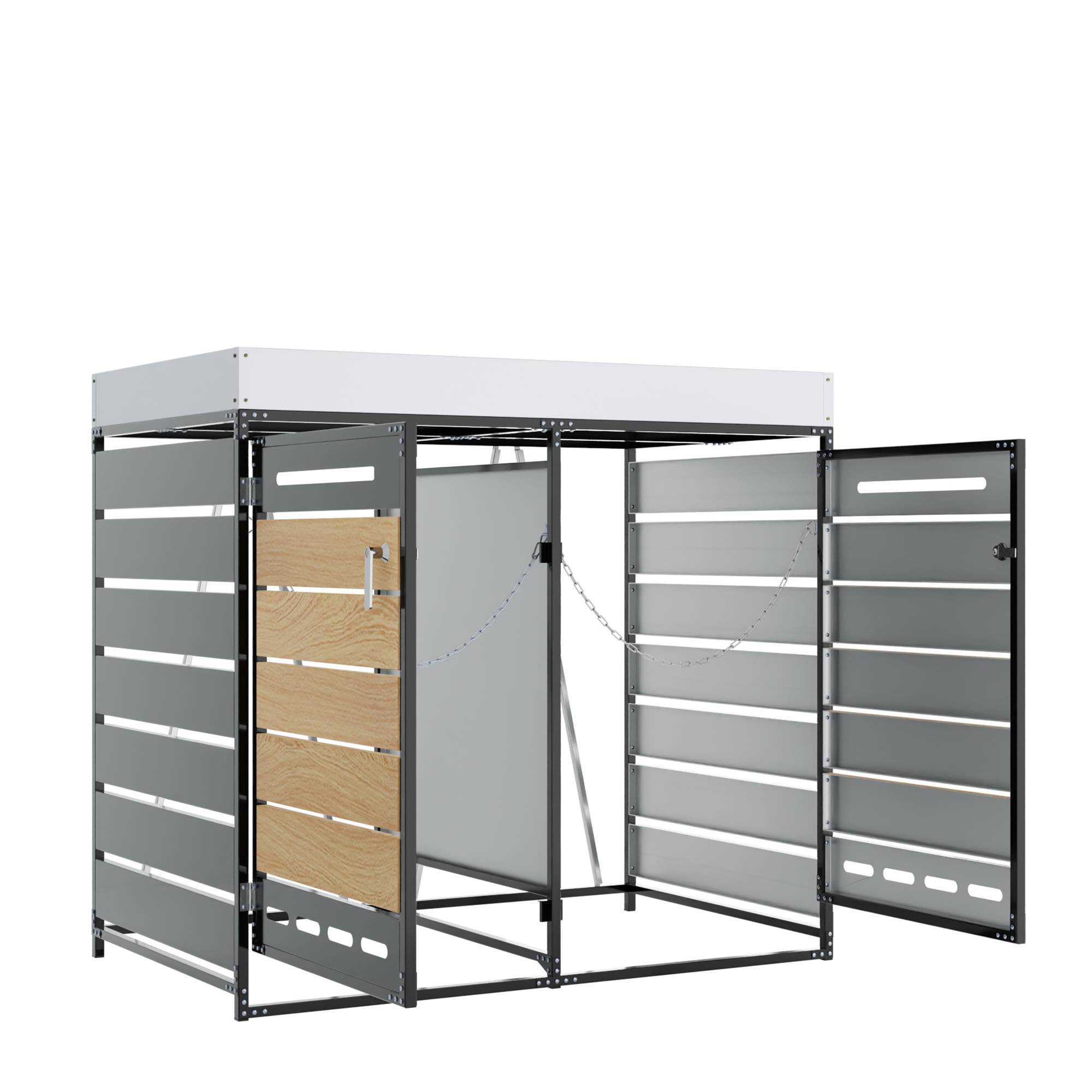 ComfortXL - Cache-poubelle double métal jardin avec jardinière intégrée 131x79x120cm noir - ComfortXL Outdoor Living - Image 7