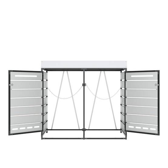 ComfortXL - Cache-poubelle double métal jardin avec jardinière intégrée 131x79x120cm noir - ComfortXL Outdoor Living - Image 4