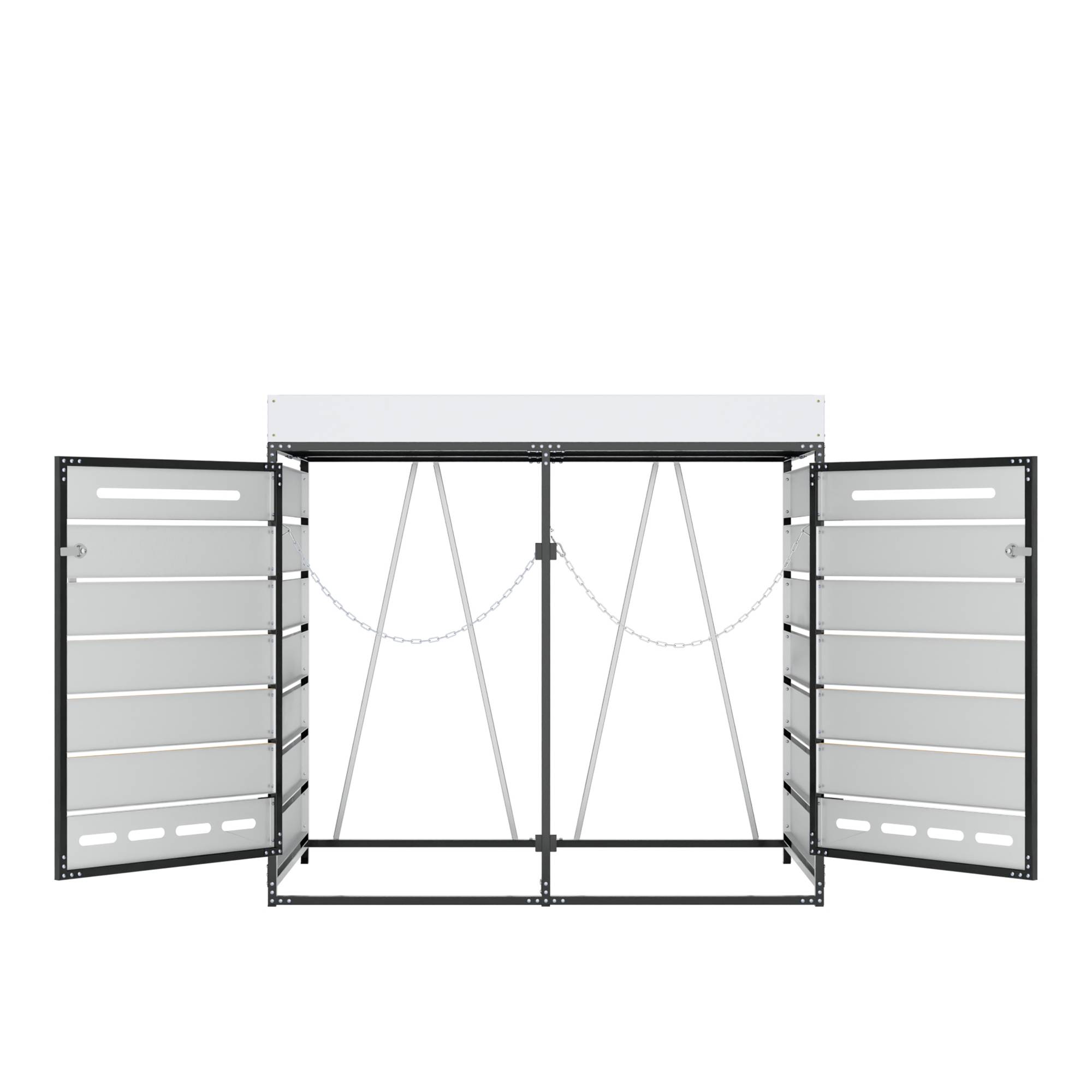ComfortXL - Cache-poubelle double métal jardin avec jardinière intégrée 131x79x120cm noir - ComfortXL Outdoor Living - Image 4