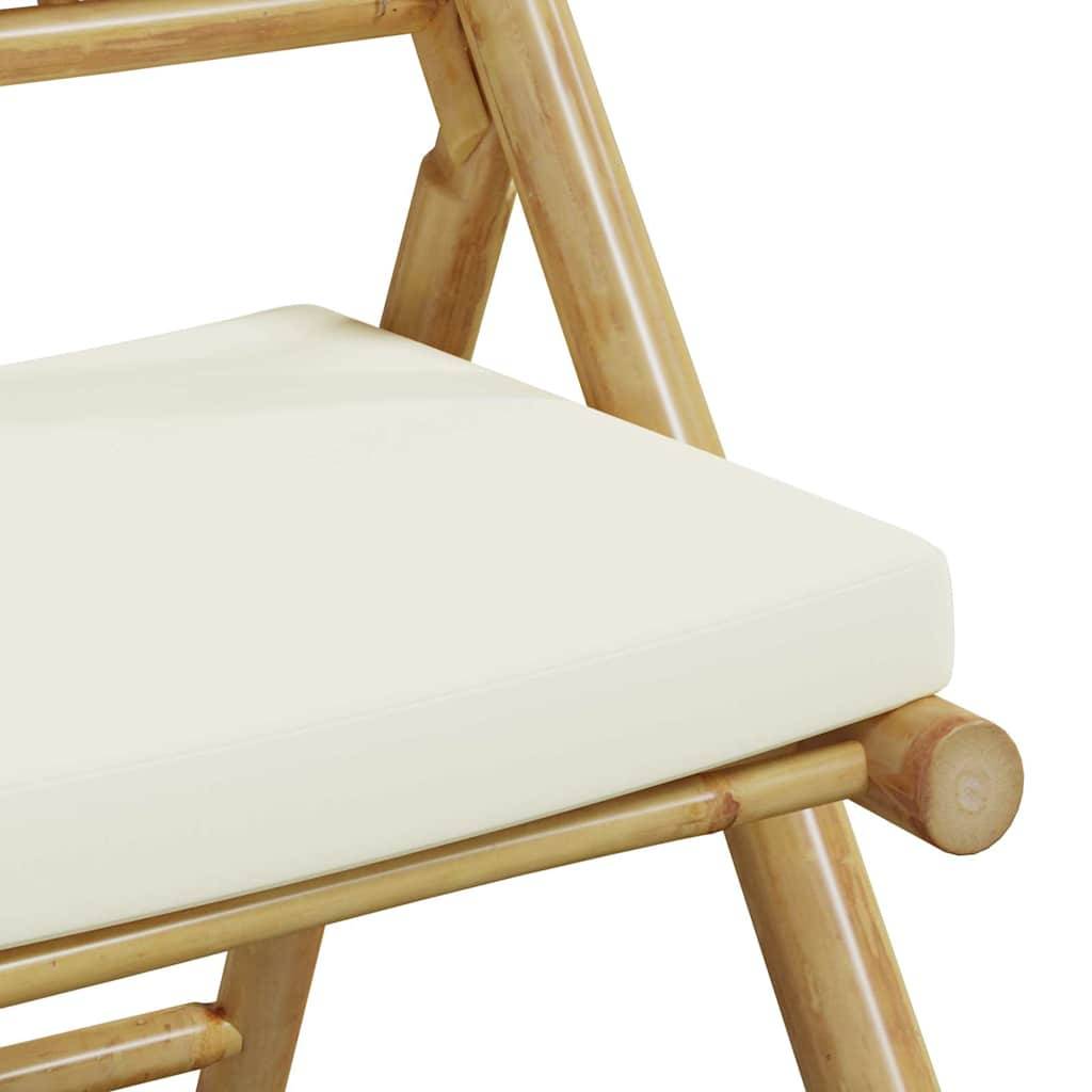 Vidaxl - Ensemble de bistro pliante 3 pcs-Salons de jardin et coussins blanc crème bambou 363456 - Image 9