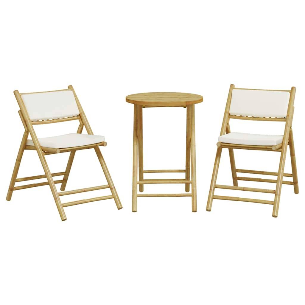 Vidaxl - Ensemble de bistro pliante 3 pcs-Salons de jardin et coussins blanc crème bambou 363456 - Image 4