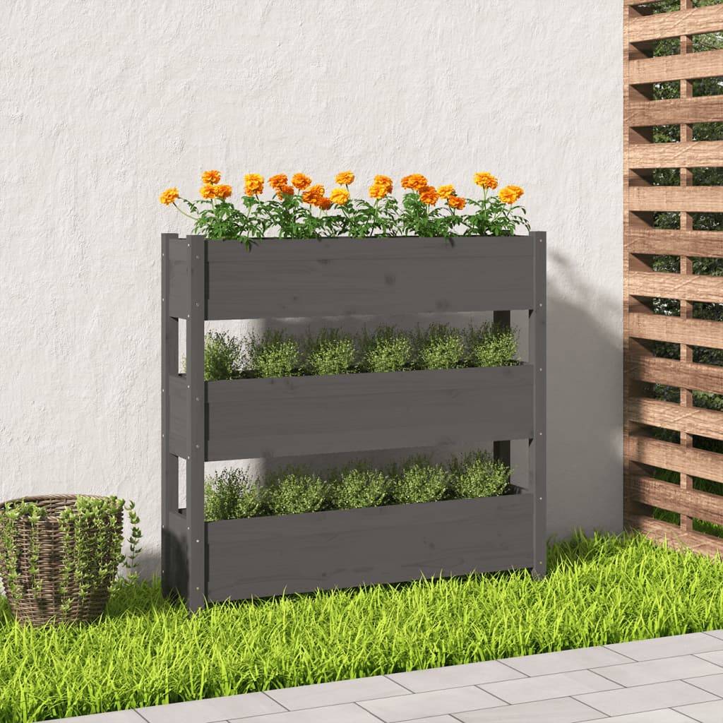 Vidaxl - Jardinière Gris 112x25x104,5 cm Bois massif de pin vidaXL 823922 - Image 1