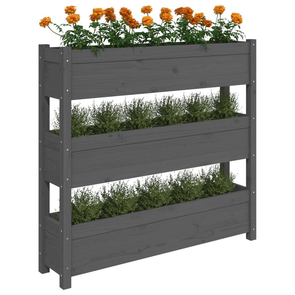 Vidaxl - Jardinière Gris 112x25x104,5 cm Bois massif de pin vidaXL 823922 - Image 5