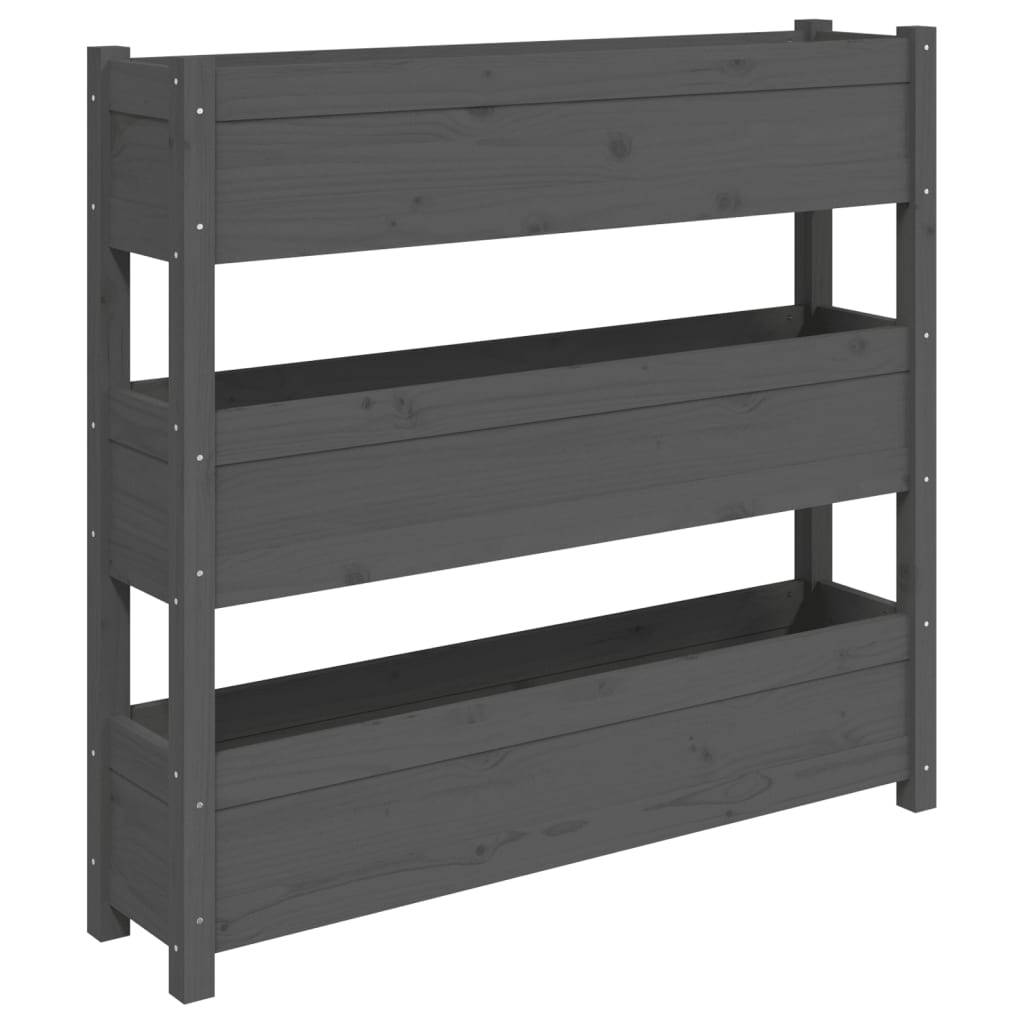 Vidaxl - Jardinière Gris 112x25x104,5 cm Bois massif de pin vidaXL 823922 - Image 2
