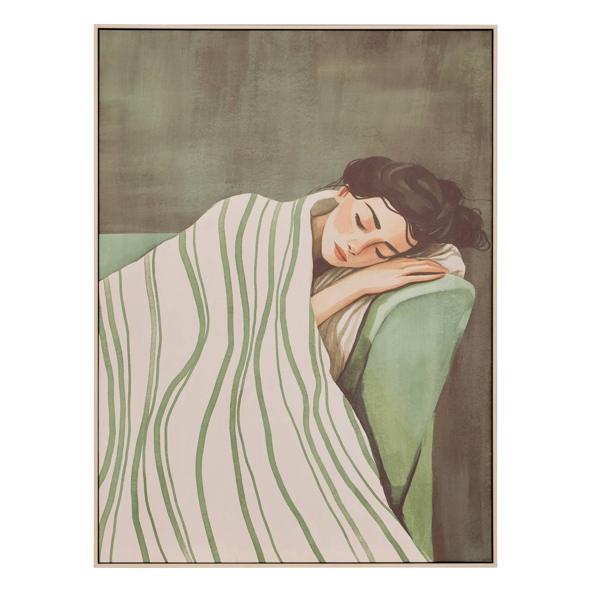 Atmosphera - Toile encadrée Mona carré 58x78cm vert - Atmosphera Créateur d'intérieur - Image 1