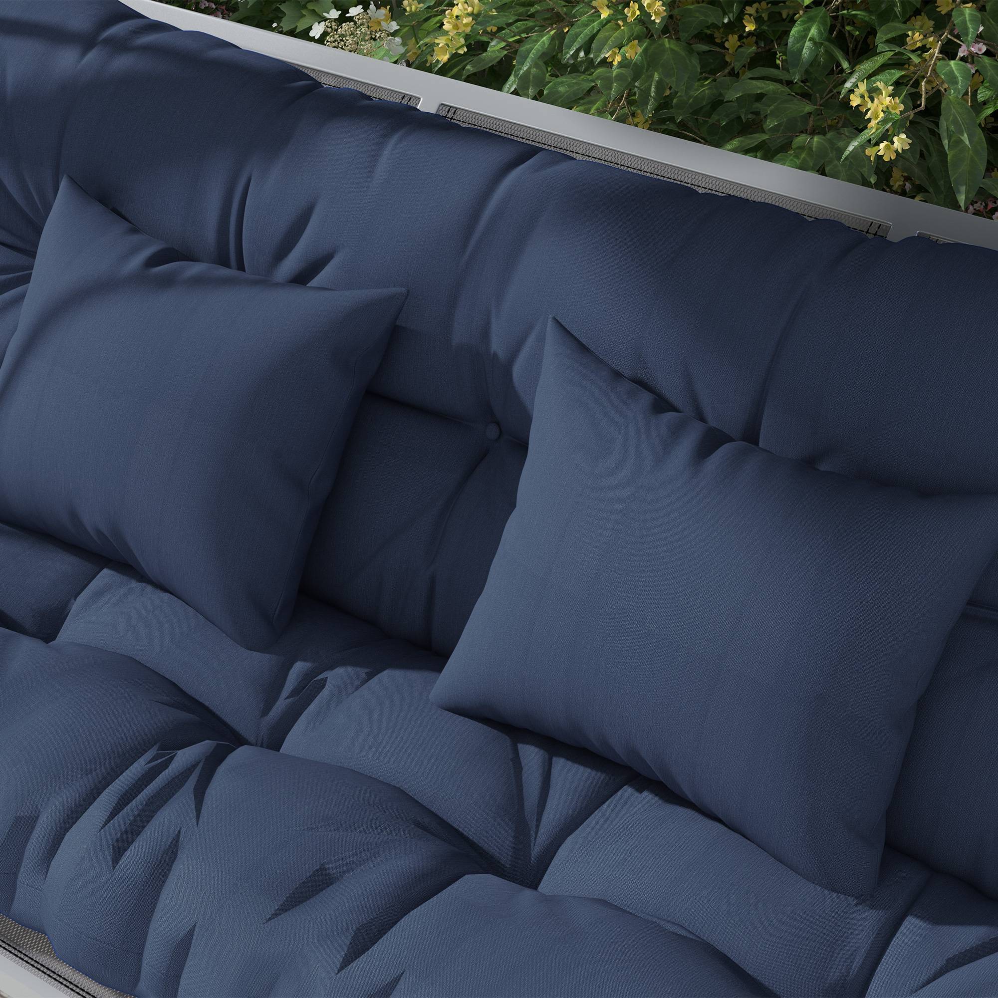 Ensemble de 4 coussins d'assise, 150 x 50 cm, coussins de chaise déperlants avec attaches, 10 cm d'épaisseur, bleu marine - Image 10