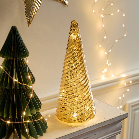 Fééric Lights & Christmas - Sapin de Noël lumineux LED en verre doré H. 31 cm - Feeric Lights & Christmas - Image 1
