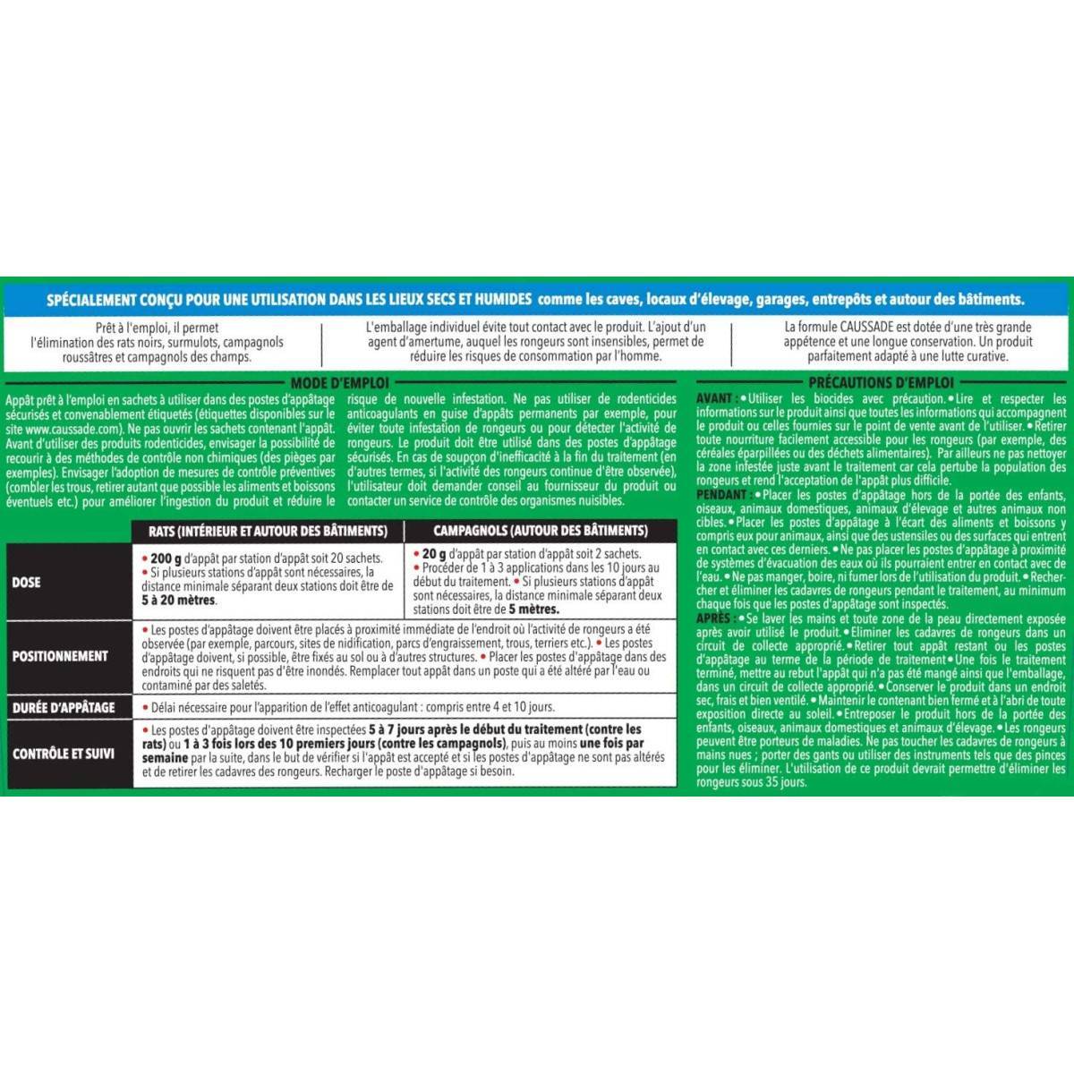 Caussade - Pack de 4 seaux  de Raticide Canadien Pat'Appât Forte infestation boite de 720 grs ( 72 x 10grs ) - Image 3