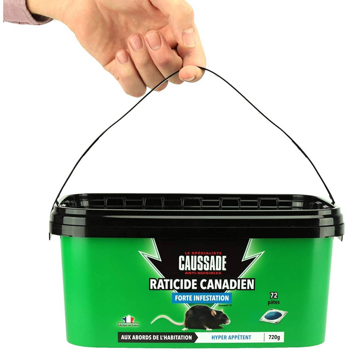 Caussade - Pack de 4 seaux  de Raticide Canadien Pat'Appât Forte infestation boite de 720 grs ( 72 x 10grs ) - Image 6