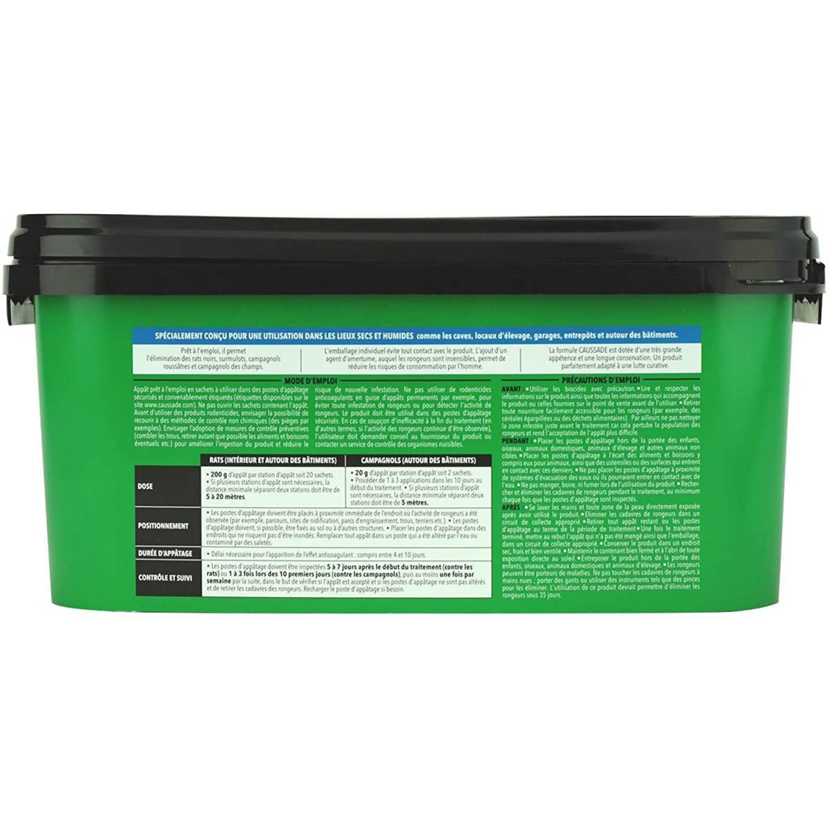 Caussade - Pack de 4 seaux  de Raticide Canadien Pat'Appât Forte infestation boite de 720 grs ( 72 x 10grs ) - Image 2