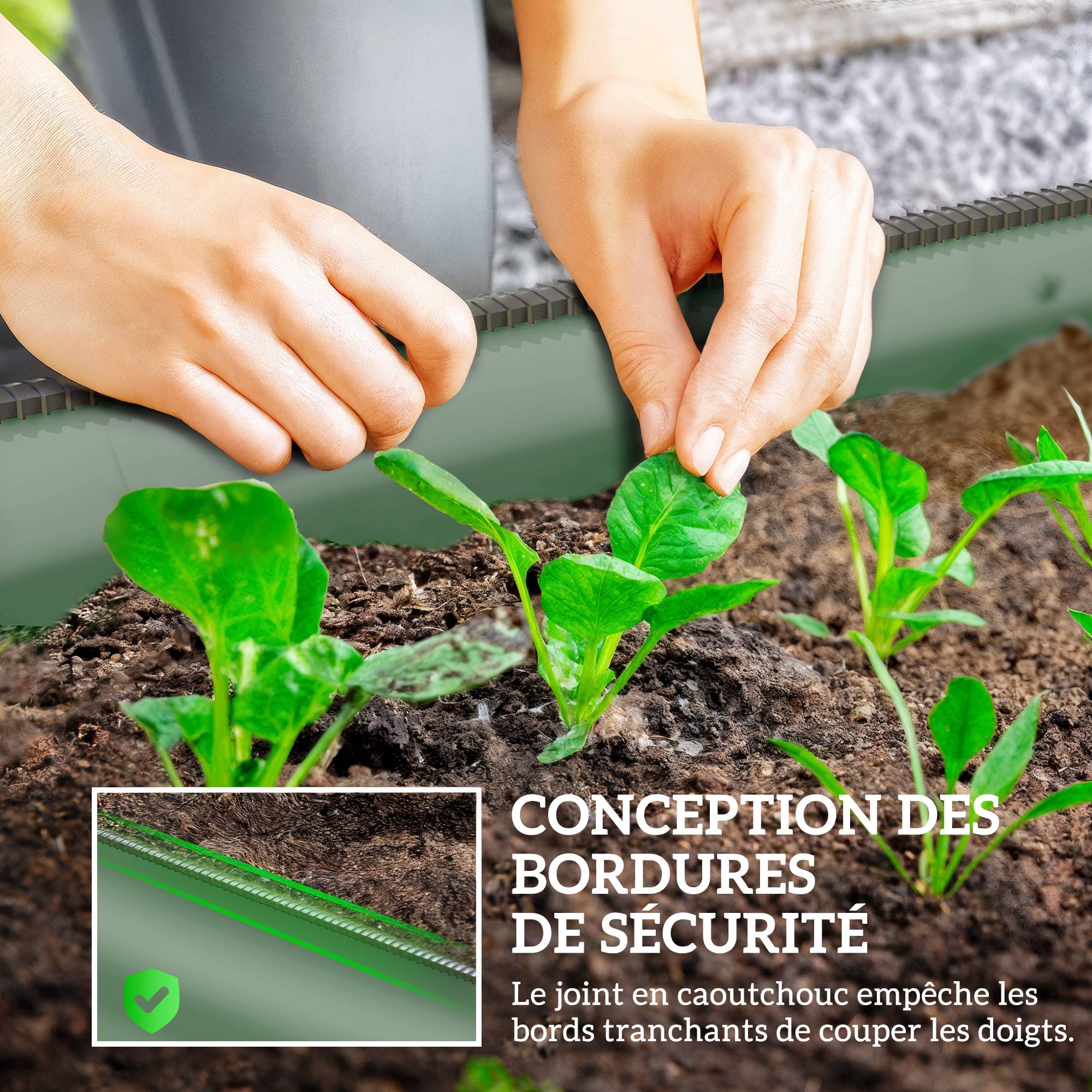 Jardinière surélevée carré potager de jardin en acier modulable légumes, plantes, fleurs, dim. 150 x 62 x 30 cm vert - Image 8