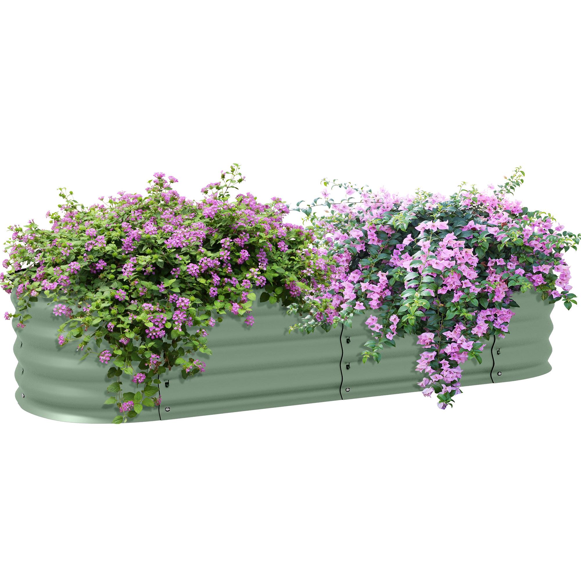 Jardinière surélevée carré potager de jardin en acier modulable légumes, plantes, fleurs, dim. 150 x 62 x 30 cm vert - Image 1