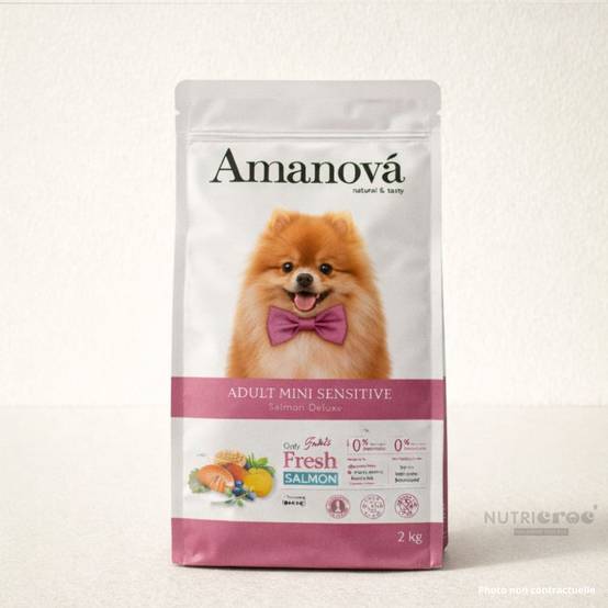 Croquettes Chien Petite Race Sans Céréales Amanova Saumon Sensible 2 kg - Image 1