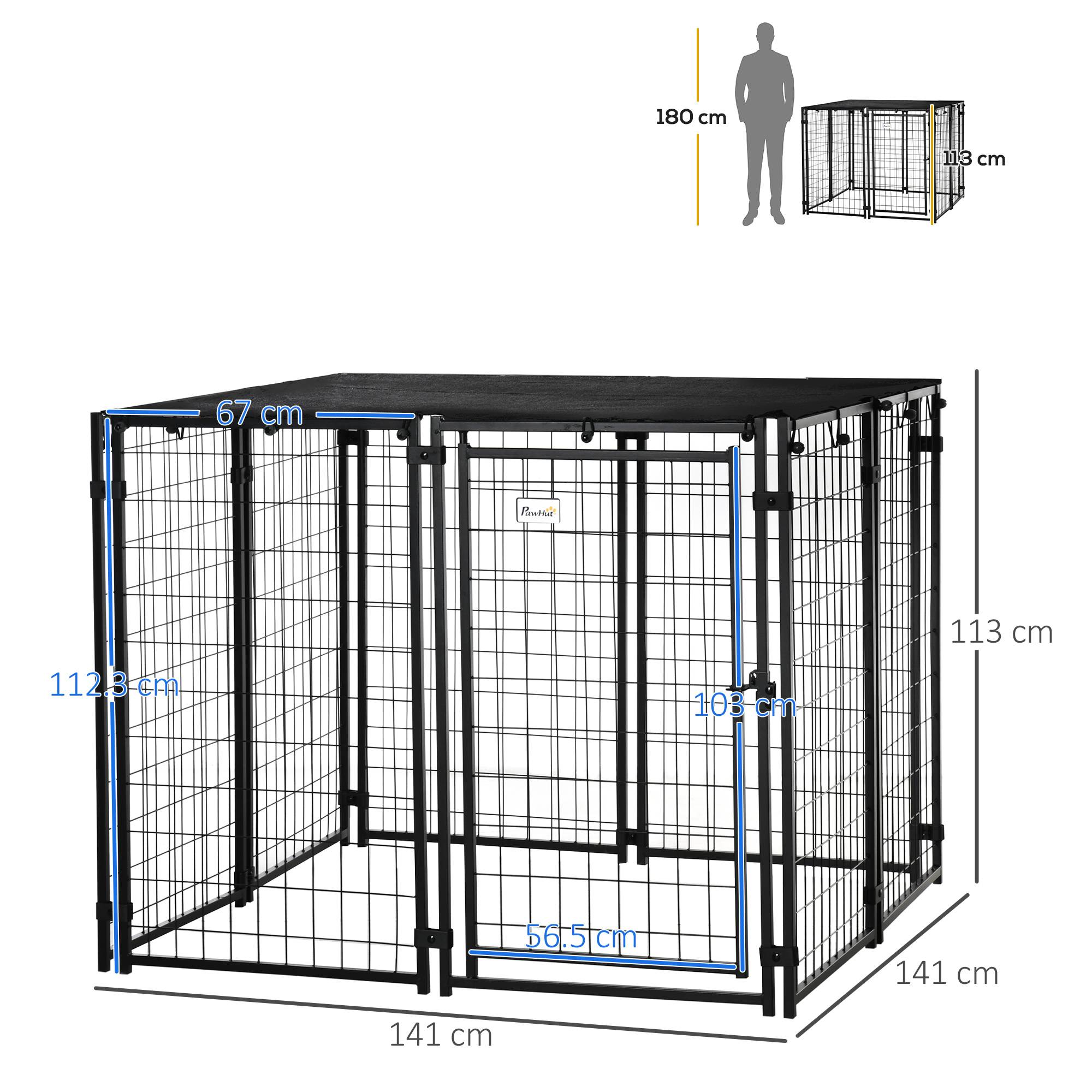 Parc pliable pour chien avec housse, 8 panneaux et porte verrouillable, 141 x 141 x 113 cm, noir - Image 5