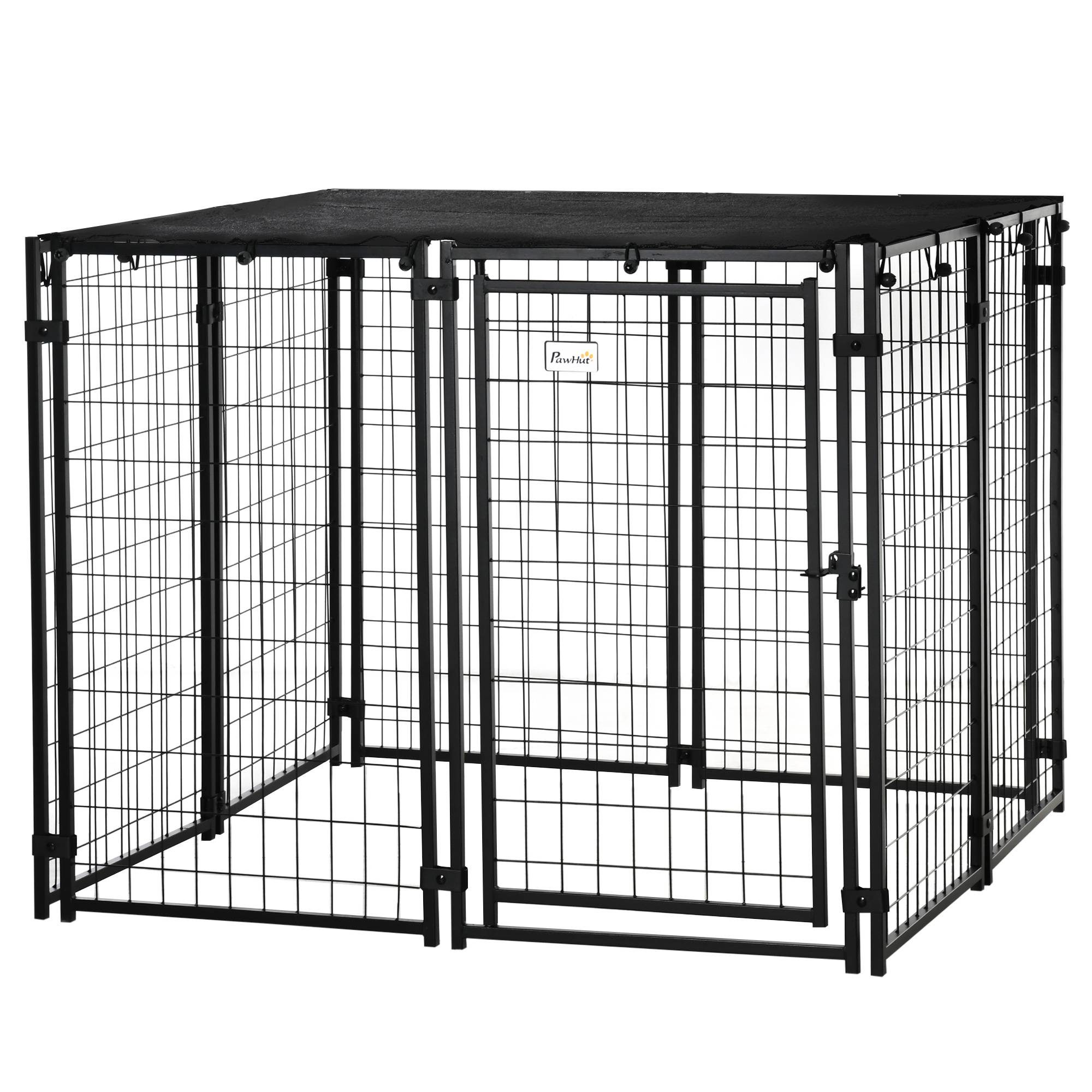 Parc pliable pour chien avec housse, 8 panneaux et porte verrouillable, 141 x 141 x 113 cm, noir - Image 2