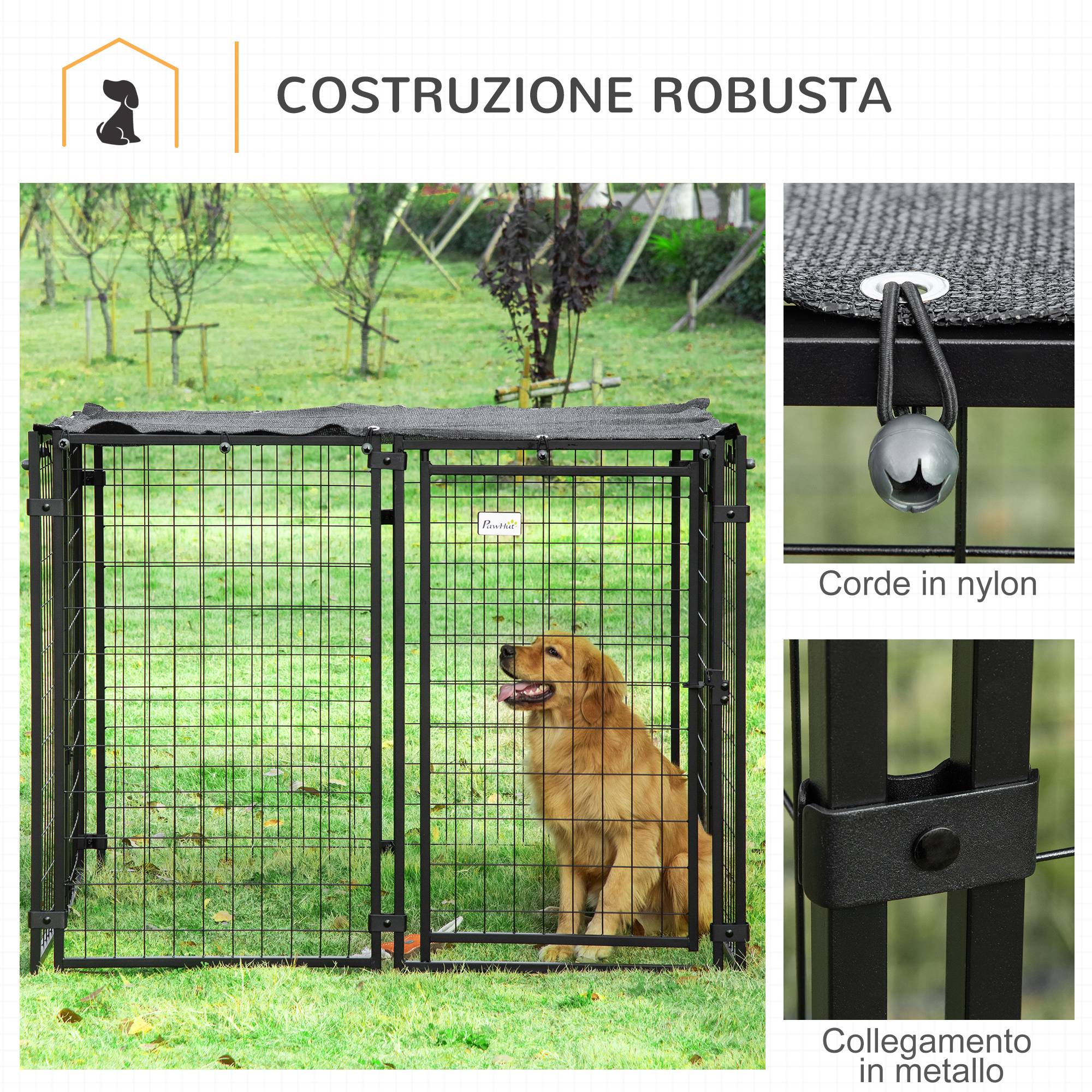 Parc pliable pour chien avec housse, 8 panneaux et porte verrouillable, 141 x 141 x 113 cm, noir - Image 7