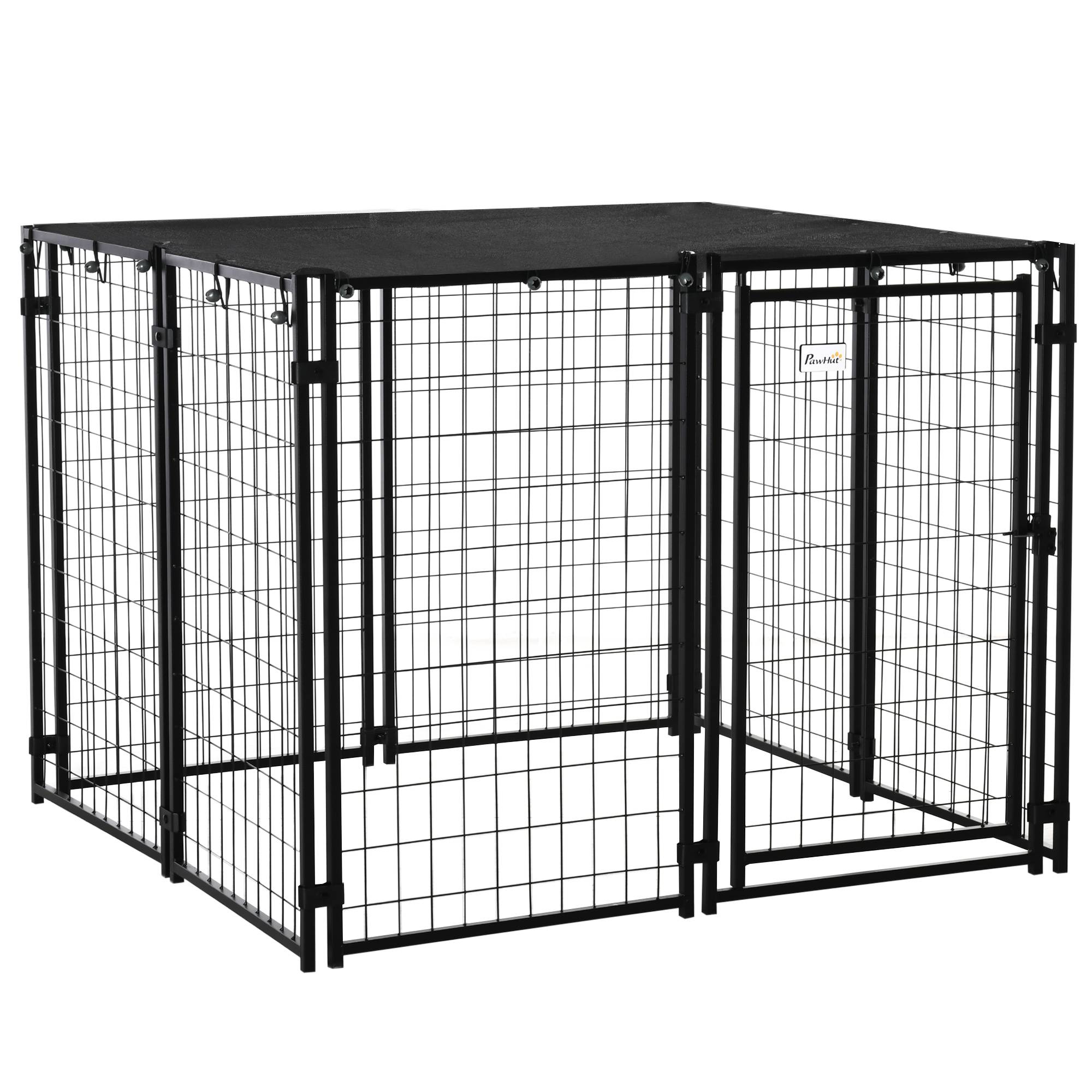 Parc pliable pour chien avec housse, 8 panneaux et porte verrouillable, 141 x 141 x 113 cm, noir - Image 1